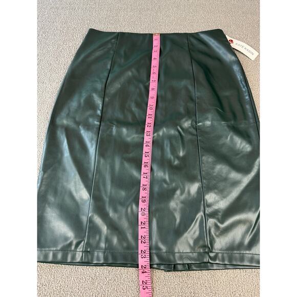 NWT Kate Kasin Faux Leather Pencil Skirt Green Size Large - Picture 6 of 7